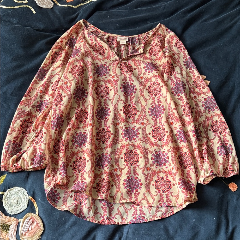 Mossimo Supply Co. Floral Peasant Blouse - Pink Cream